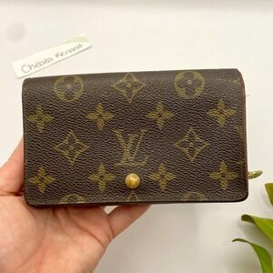 Louis Vuitton Tresor Monogram Wallet Vintage Porte Monnaie Brown Canvas